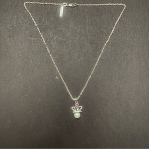 Vantel Pearls Silver Crown Necklace with Pink Accent